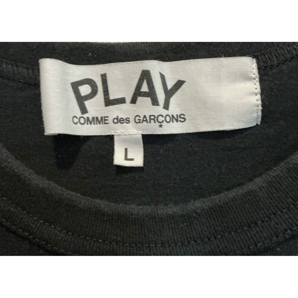 Comme des Garcons Play Red Heart T-Shirt Black Crew Neck‎ Cotton Unisex Shirt L - Picture 5 of 6